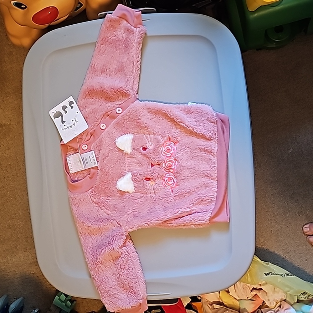 DUCK DUCK GOOSE NWT  BABY GIRL SHERPA SHIRT CUTE CAT DESIGN SIZE 18M